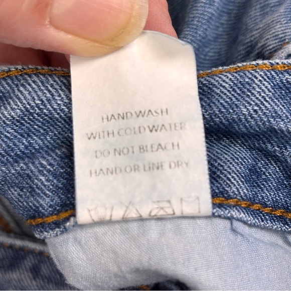 Fashion Nova Butterfly Embroidered Wide Leg Jeans Size 13 Raw Hem Cotton Boho - Picture 9 of 9